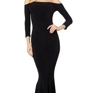 Norma Kamali Black Velvet Fishtail Dress